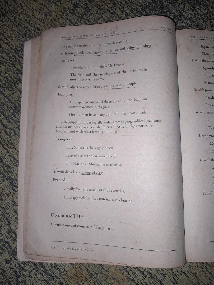 Intensive English for College Revised Edition Textbook (Category: Textbooks) located in Manila. Submitted by booksljjw (Listing ID 1470504289, Image 3). Description: - Title: Intensive English for College (Revised Edition) - Authors: Rowena M. Matilla & Christopher D. Gabriel - Condition: Paperback with visible foxing and edge wear - Notes: Some pages have handwritten exercises and notes in pen - Ideal for: College students taking English courses