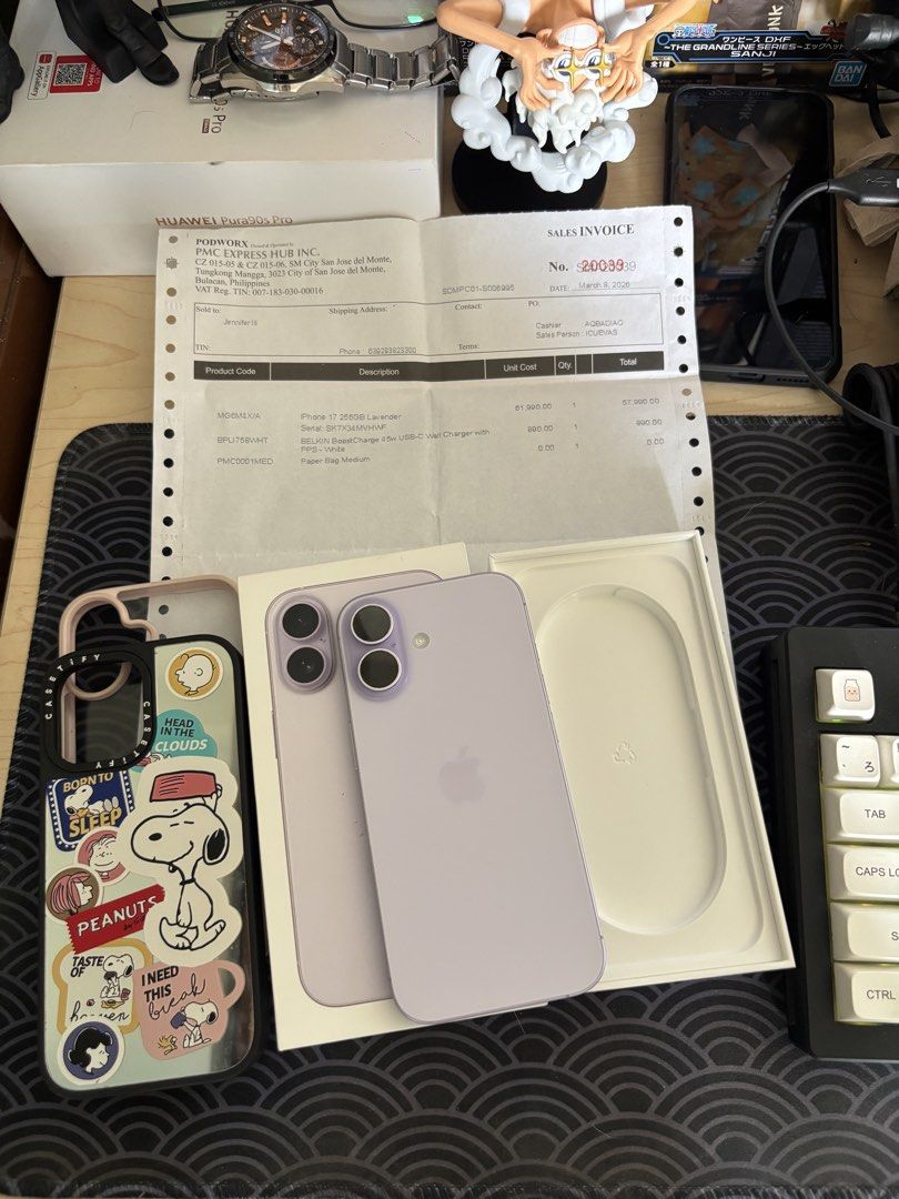 Ip17 256gb fu ntc w receipt (Category: iPad) located in Mandaluyong City. Submitted by kyllxybr22 (Listing ID 1470552903, Image 1). Description: Can be swapped to lower unit plus cash With original box and receipt Meet now meet now meet now Iphone 17 good as new Factory unlocked NTC approved With apple warranty until March 7, 2027 256gb 91 percent battery health No dents No issue Selling 45k.