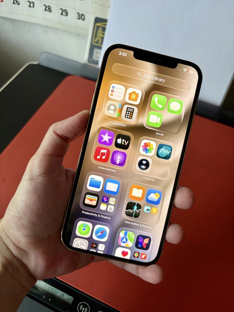 iPhone 12promax 128gb (Category: iPhone 12 Series) located in Pasig City. Submitted by radiantluke88 (Listing ID 1470422591, Image 2). Description: Good as new All original unit No scratches Gold in color 128gb 80% batt health original Any sim will do Unit only. COD within metro Manila Pick up & Meet up 📍Bambang Pasig Elem school..