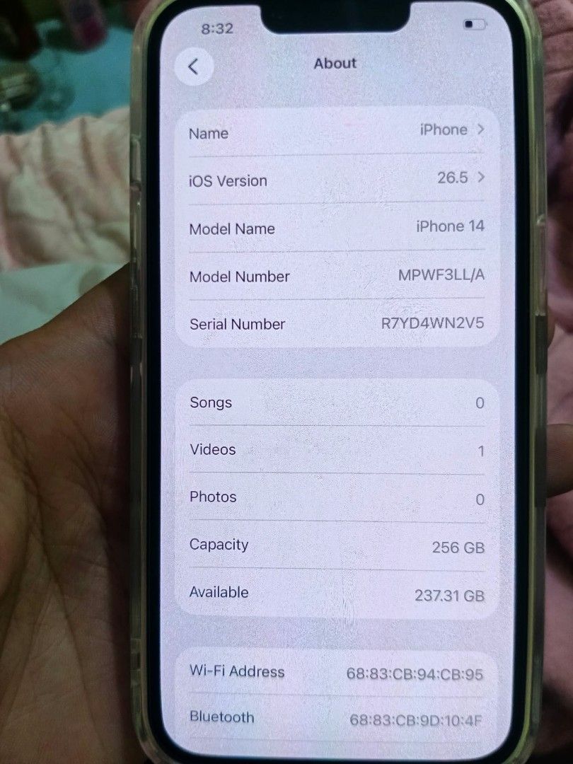 Iphone 14 256gb (Category: iPhone 14 Series) located in Tagum. Submitted by its_yoboii (Listing ID 1470407033, Image 2). Description: -100% battery health no sim restrictions Model: Apple iPhone 14 - Storage Capacity: 256GB - Condition: Excellent, well-maintained - Inclusions: Original box, charging cable, and free MagSafe clear case - Meetup Location: 2/F Room 205, PBA Building (Rizal Street), Tagum City, Davao del Norte.
