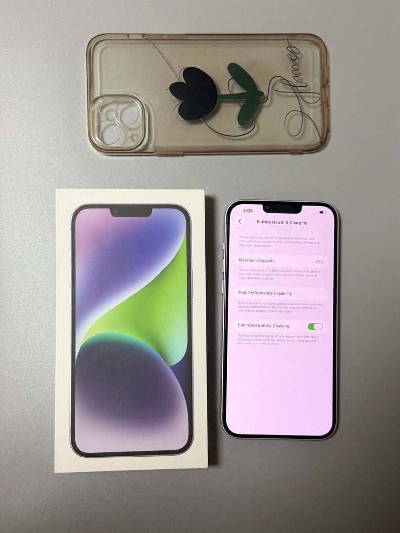 Iphone 14 blue 128GB (Category: iPhone 14 Series) located in Manila. Submitted by louis_s (Listing ID 1470487855, Image 2). Description: For sale or swap sa lower unit Iphone 14 blue 128GB Acquired from Globe with receipt Openline (No sim restrictions) ZP/A, Local Variant Battery health 79% All features are working No history of repair Has minimal case marks ❗️There’s a small dent on the lower right side, as shown in the last photo.❗️ Inclusions: