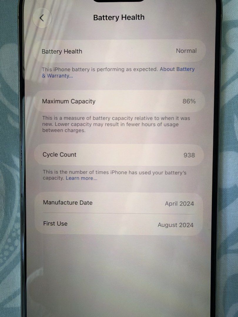 iPhone 15 Pro Max (Category: iPhone 15 Series) located in Makati City. Submitted by nimbus.2000 (Listing ID 1470382651, Image 3). Description: Letting go of this excellent condition iPhone 15 Pro Max. This is the Global Version, meaning it takes a physical nano-SIM as well as an eSIM, giving you the best of both worlds for travel and local networks. Specifications: Model: iPhone 15 Pro Max Capacity: 256GB Color: Natural Titanium SIM: Global Versi
