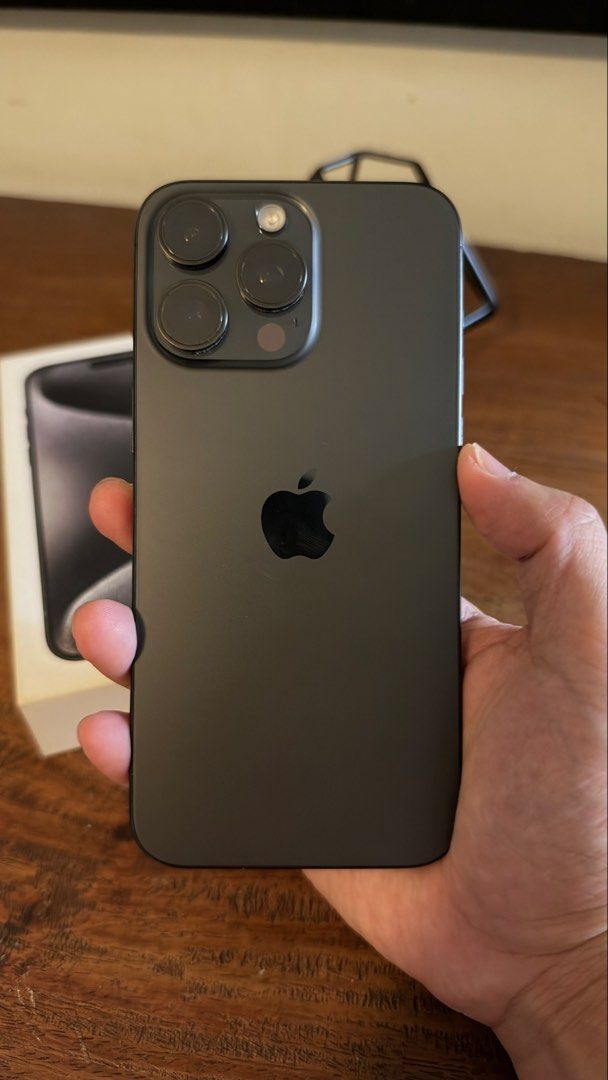 iPhone 15 ProMax Black Titanium 256GB (Category: iPhone 15 Series) located in Manila. Submitted by ridenjive (Listing ID 1470517501, Image 2). Description: Comes with the original box Plus two Spigen cases RFS: Upgraded to iPhone 18 .
