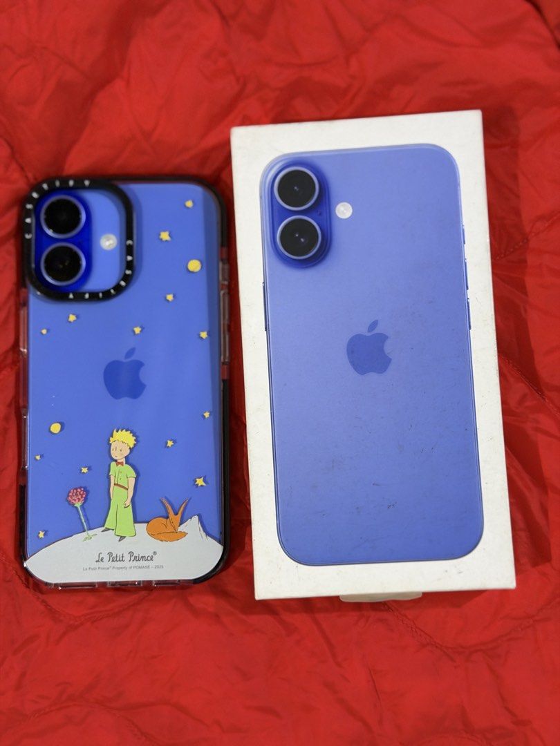 iphone 16 128G Blue Ultramarine (Category: iPhone 16 Series) located in Makati City. Submitted by starbeans888 (Listing ID 1470538194, Image 1). Description: RFS - EXTRA PHONE - VERY SMOOTH - 85 BATT HEALTH - NO HISTORY OF REPAIR - NO SCRATCHES - 128 GIG - WITH FREE CASE AND FREEBIES - SMART LOCKED UNTIL NOVEMBER - Authentic CASETIFY phone cases available for various iPhone models - Assorted popular designs including The Little Prince, planets, a