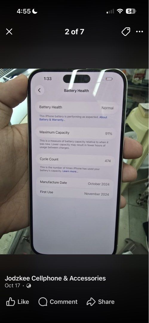 Iphone 16 Plus 128, NTC, FU, 91%, 98% smooth (Category: iPhone 16 Series) located in San Juan City. Submitted by angelwinks8 (Listing ID 1470437961, Image 3). Description: Iphone 16 Plus 128, NTC, FU, 91%, 98% smooth PACKAGE : Unit and Charger Warranty: 5 Days testing warranty, No warranty on LCD and water damage MODE of PAYMENT: -CASH -BPI Transfer -BDO Transfer -Gcash Transfer -PayMaya *STORE PICK-UP, 2nd Floor Centermall Greenhills Shopping Ce