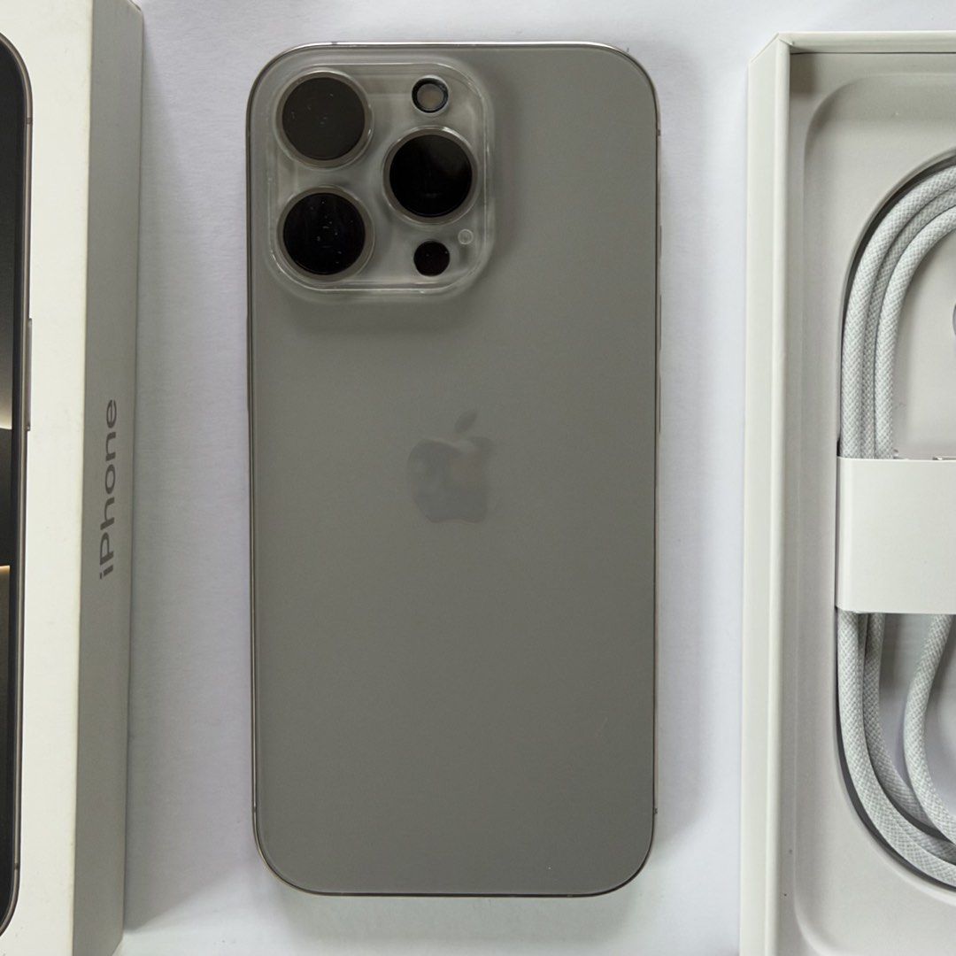 Iphone 16 Pro 256GB (Category: iPhone 16 Series) located in Pasig City. Submitted by abbynai (Listing ID 1470380531, Image 3). Description: FOR SALE: iPhone 16 Pro 256GB Color: Natural Titanium •Condition: 99% smooth •Battery Health: 83% •Complete box and package •Open Line •Never repaired or opened •Protected with a case, tempered glass, and camera protector since Day 1 •Unused original charging cable •with original UAG phone case Well-maintaine