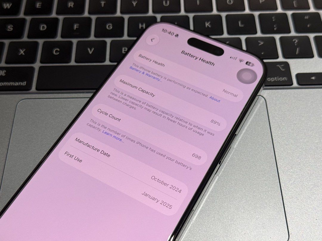 iPhone 16 Pro 256GB (Category: iPhone 16 Series) located in Bacoor. Submitted by yztrella (Listing ID 1470510938, Image 2). Description: negotiable cycle count 698 never been repaired no issue - everything works properly smooth performance no scratch no dents with tempered glass no box inclusions: -authentic tinee owl & otterbox case -2 case from bugis st -authentic charging block rfs upgrade .