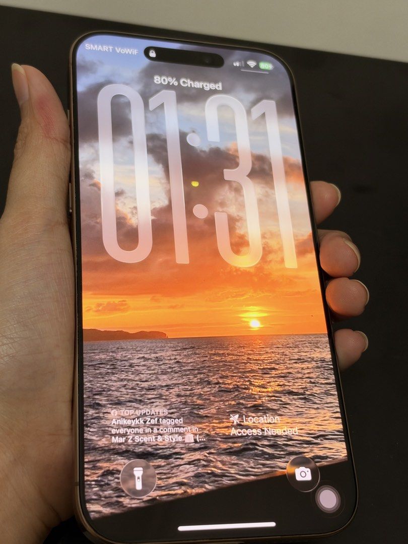 Iphone 16 pro max (Category: iPhone 16 Series) located in Manila. Submitted by luxury_authentic_goods (Listing ID 1470538930, Image 3). Description: 256 gb Smart locked Few scratches All good battery health 90% With box Charger Cord.