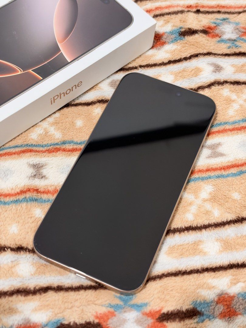 Iphone 16 pro max 512gb (Category: iPhone 16 Series) located in Manila. Submitted by blythexyz (Listing ID 1470505509, Image 2). Description: iPhone 16 Pro Max 512GB – Desert Titanium 💰 Price: ₱55,000 📱 Specifications: * Model: iPhone 16 Pro Max * Storage: 512GB * Color: Desert Titanium * Battery Health: 90% * Purchased from Power Mac Center, Philippines * Includes original box (charging cable not included) ✨ Condition: * Has scratches on the L