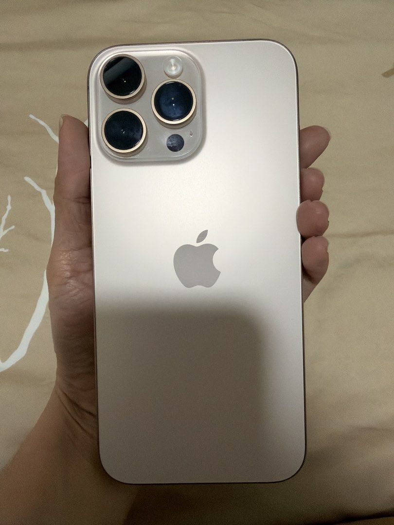Iphone 16 Pro Max Desert Titanium 1TB (Category: Others) located in Quezon City. Submitted by sbcarrot (Listing ID 1470486795, Image 1). Description: 1TB WITH BOX INCLUDED 80% Battery Health No dents, scratches Meet up in MOA.