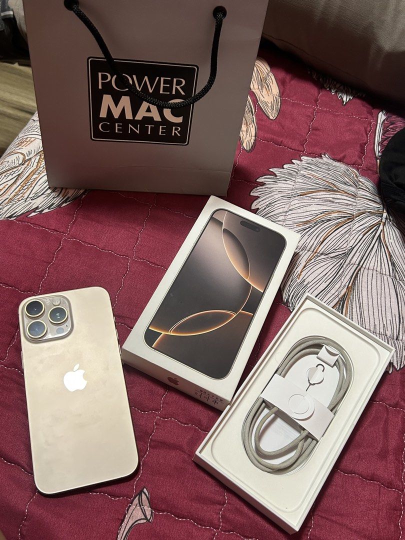 IPHONE 16 PROM MAX (Category: iPhone 16 Series) located in Manila. Submitted by niksdeclutter_ (Listing ID 1470492885, Image 1). Description: Iphone 16 pro max 88%bh 256gb ntc approved open line cycle count 547 power mac nabili may super minimal lng pero hindi halata unli check inclusion: box at charger 45k pm me for more info 📍Sampaloc Manila.