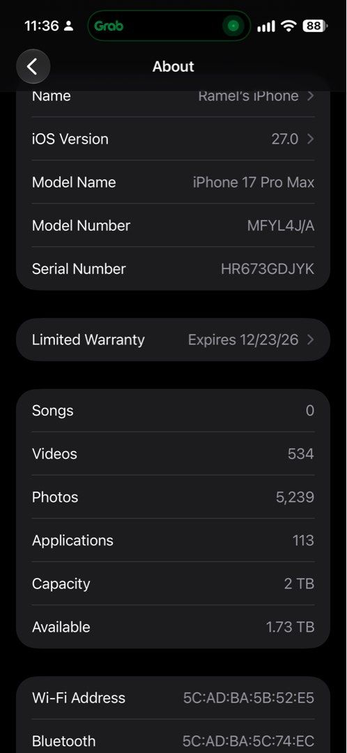 Iphone 17 Pro Max 2tb (Category: iPhone 17 Series) located in Manila. Submitted by ramelesve17435 (Listing ID 1470374917, Image 2). Description: Iphone 17 pro max 2tb blue Esim only bigger battery Looks new always nasa case Personal phone 100 battery Rfs upgrade.