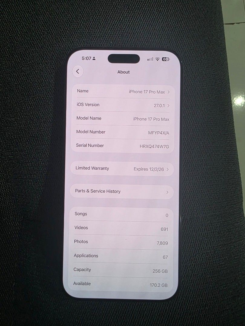 Iphone 17 pro max for sale (Category: iPhone 17 Series) located in Angono. Submitted by jcdd93 (Listing ID 1470441184, Image 3). Description: Selling Iphone 17 pro max. personal use po. Slightly used 96% batthealth. may onting scratch sa taas. dahil nagasgas habang nasa bulsa all working well. Negotiable. RFS: Daming extra phone .