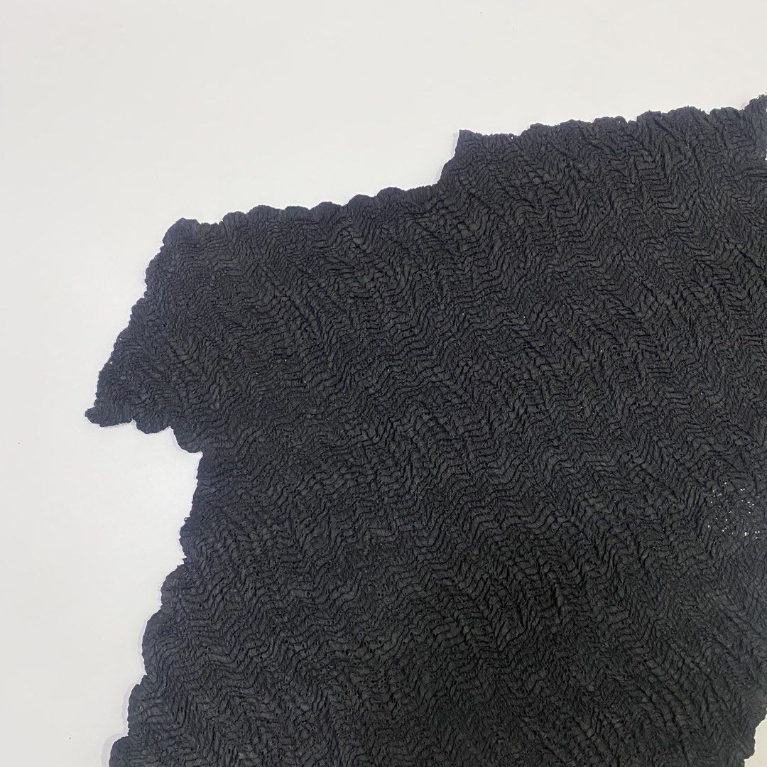 Issey Miyake - Pleated Tops (Category: Blouses) located in Cavite. Submitted by pastseas0n_ (Listing ID 1470501996, Image 3). Description: Issey Miyake - Pleated Tops Size : MEDIUM FLAT MEASUREMENTS Width : 16 inches (stretchy) Length : 17 inches Shoulder to Sleeve : 7 inches 9/10 CONDITION Archival Pleated Black Made in Japan.