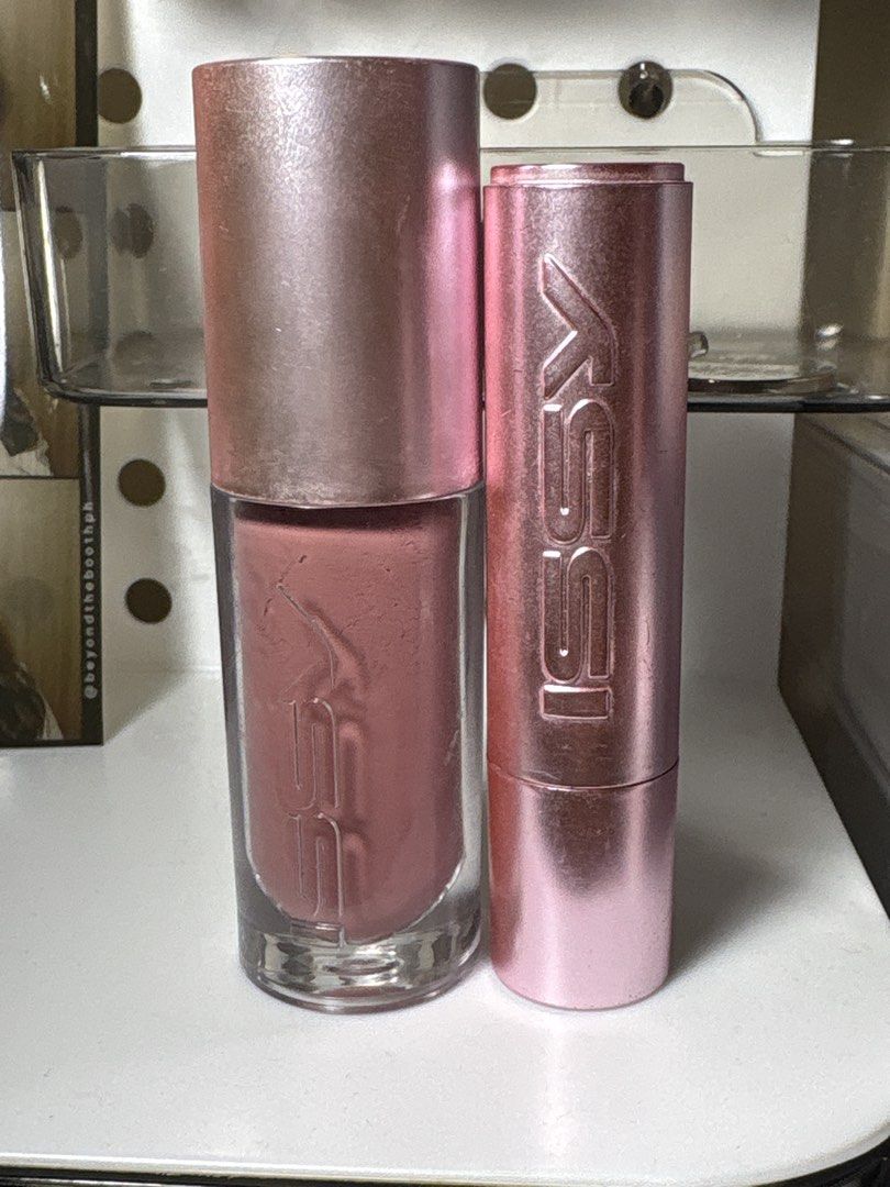 Issy cowgirl set (Category: Makeup) located in Taguig. Submitted by 4ly.finds (Listing ID 1470526330, Image 1). Description: issy cowgirl fatgloss - 85-90% left issy true satin lipstick - 80-85% left - has outer packaging defect but doesn’t affect the overall packaging :) .