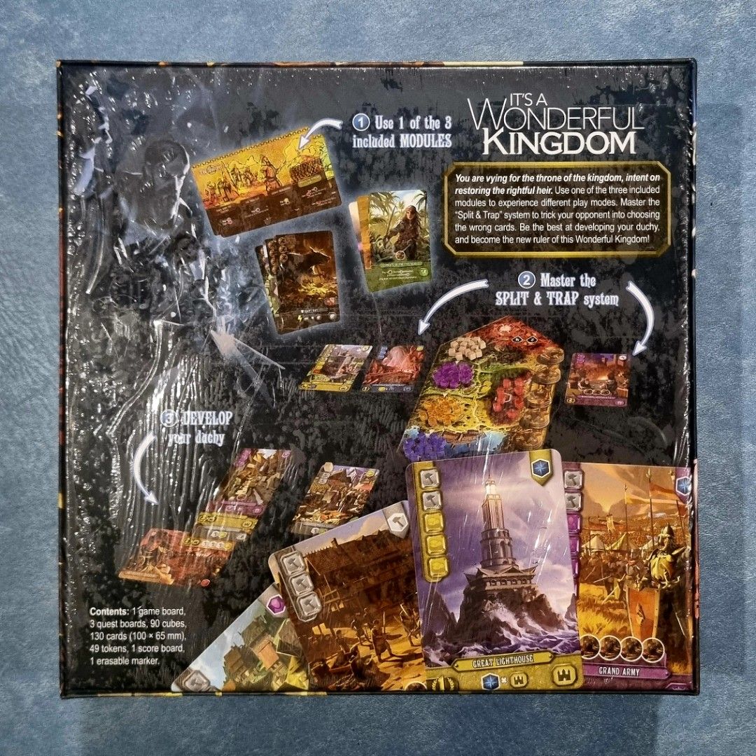 It's A Wonderful Kingdom - Board Game (Category: Board Games & Puzzles) located in Quezon City. Submitted by bored.gamer (Listing ID 1470464059, Image 2). Description: 🏰✨ Build Your Dream Realm in a Tiny Kingdom of Endless Possibilities! 👑🌿 It's a Wonderful Kingdom – a clever solo or two-player strategy game where you compete to develop a thriving fantasy kingdom through smart drafting, resource management, and tactical planning. ⚔️ Choose you