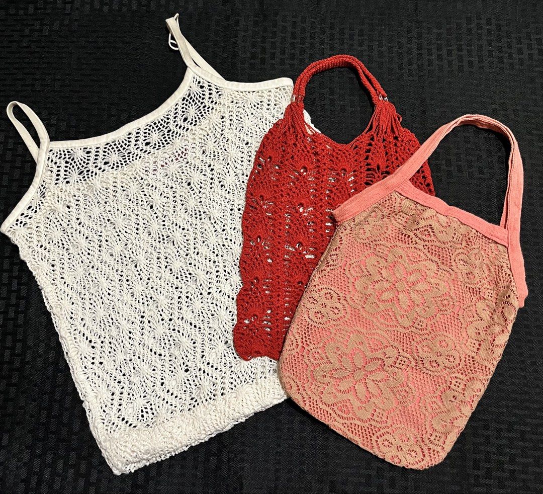JAPAN BUNDLE — Crochet/Mesh Multi-use Handbags (Category: Tote Bags) located in Mangaldan. Submitted by janzyvi (Listing ID 1470356894, Image 1). Description: .