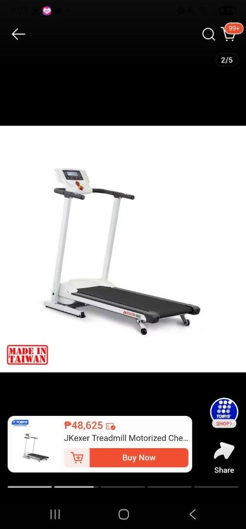 JKExer 465 Motorized Treadmill (Category: Cardio & Fitness Machines) located in Manila. Submitted by wildeagle.572728 (Listing ID 1470415330, Image 3). Description: - Brand/Model: JKExer 465 Motorized Treadmill - Condition: Strong motor, well-maintained - Features: Foldable space-saving frame, digital console with clear screen, safety key - Origin: Made in Taiwan - Color: White and black - Note: Heavy equipment, self-pickup required.
