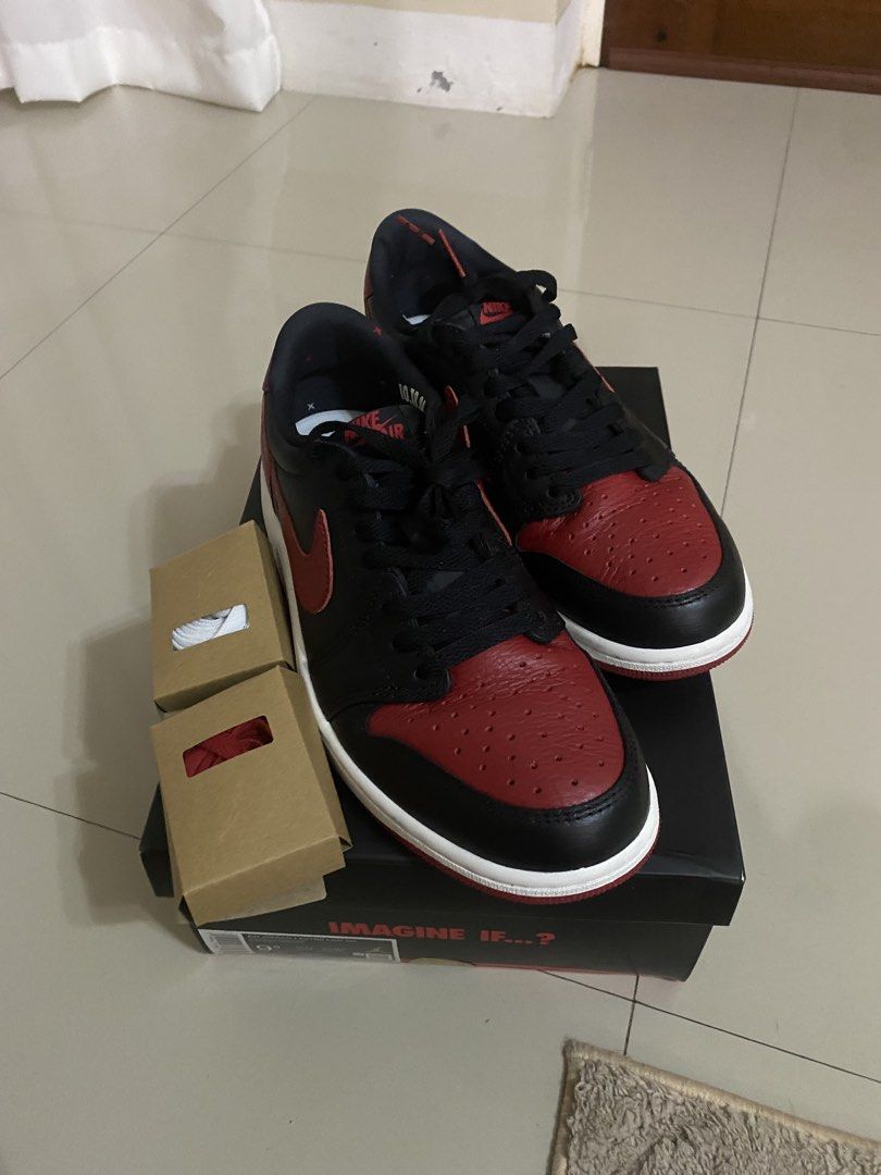 Jordan 1 banned low OG (Category: Sneakers) located in Cavite. Submitted by gedom (Listing ID 1470365546, Image 1). Description: Jordan 1 banned low og Size 9.5US / 43EUR USED COUPLE OF TIMES SA MALL LANG MADUMI LNG SOLE PERO NO HEEL DRAGS COMPLETE .