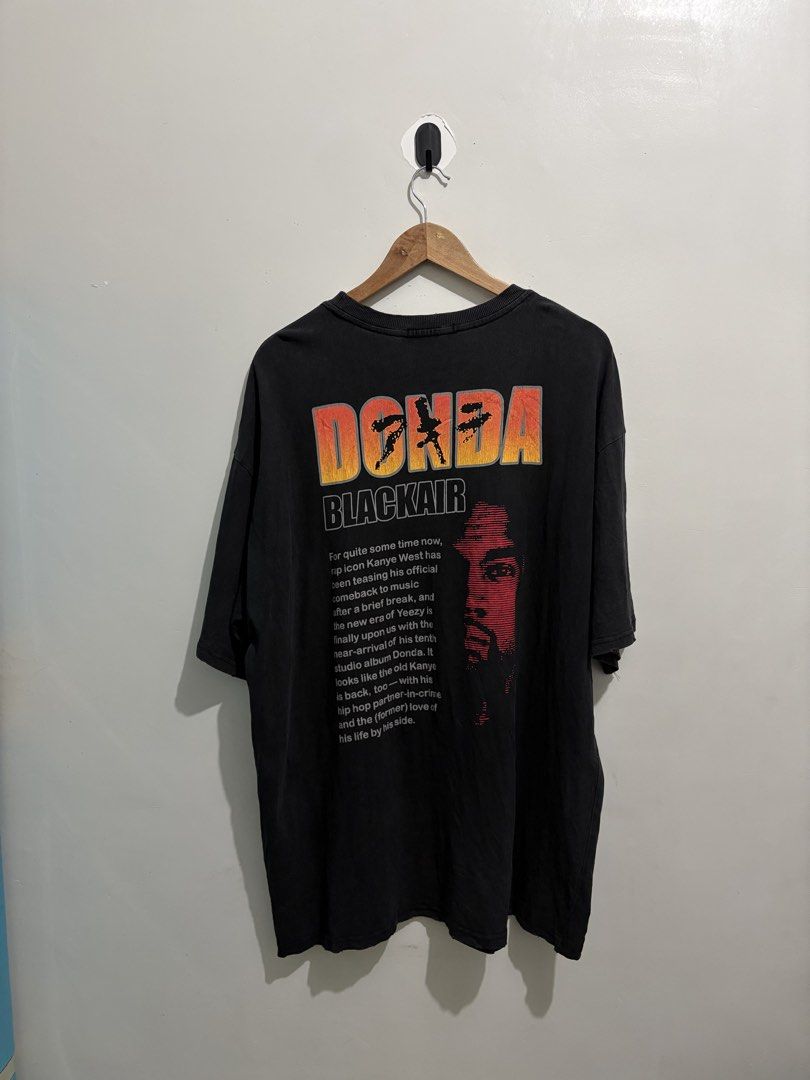 Kanye West x Black Air Donda Tee (Category: Tshirts & Polo Shirts ) located in Cabiao. Submitted by thelifeofgelo (Listing ID 1470459544, Image 2). Description: Kanye West x Black Air Donda Tee Distressed style Size: XXL Width: 25 Length: 32 Good as new Price: 1000 + sf .