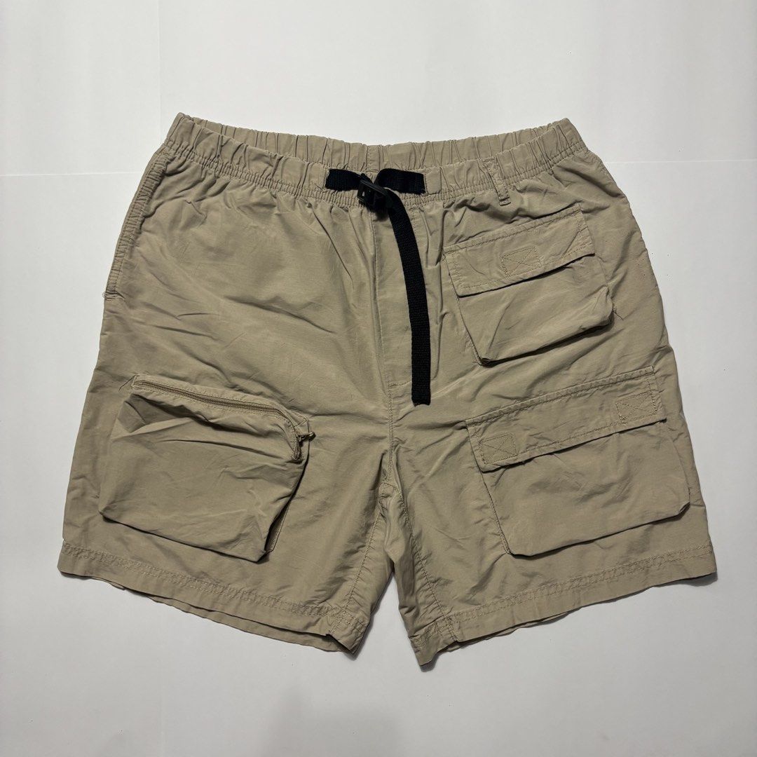 Khaki Cargo Shorts with Built-In Webbing Belt (Category: Shorts) located in San Fernando. Submitted by lumang_gamit (Listing ID 1470398218, Image 1). Description: - Color: Khaki - Style: Utility shorts with multiple cargo pockets on both sides - Waistband: Elastic with an adjustable black webbing belt and quick-release buckle - Material: Lightweight fabric for all-day comfort - Best for: Outdoor activities, hiking, or casual daily wear - Storage: