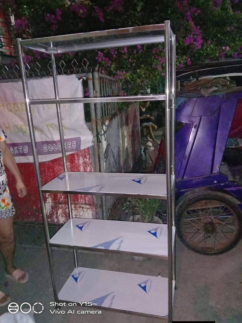 KITCHEN RACK ORGANIZER STAINLESS HEAVY DUTY (Category: Shelves, Cabinets & Racks) located in Manila. Submitted by zhaeila23 (Listing ID 1470414139, Image 1). Description: On hand Brandnew ‼️ kitchen Rack PURE STAINLESS ( GANDA NETO DI KINAKALAWANG , SHELVES ADJUSTABLE ) ✅3 TIER - 1,500 ✅4 TIER - 1,800 ✅5 TIER - 2,000 📌 DisAssemble , naka box brandnew kau na po maga-assemble madali lang to assemble.