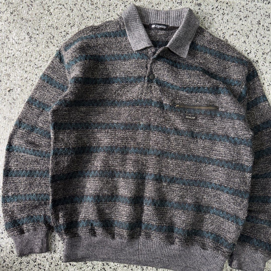 Knited Polo Sweater (Category: Coats, Jackets and Outerwear) located in Baguio. Submitted by secondoption.ph (Listing ID 1470508172, Image 2). Description: Fitting medium-large Length 26 Width 22.5.