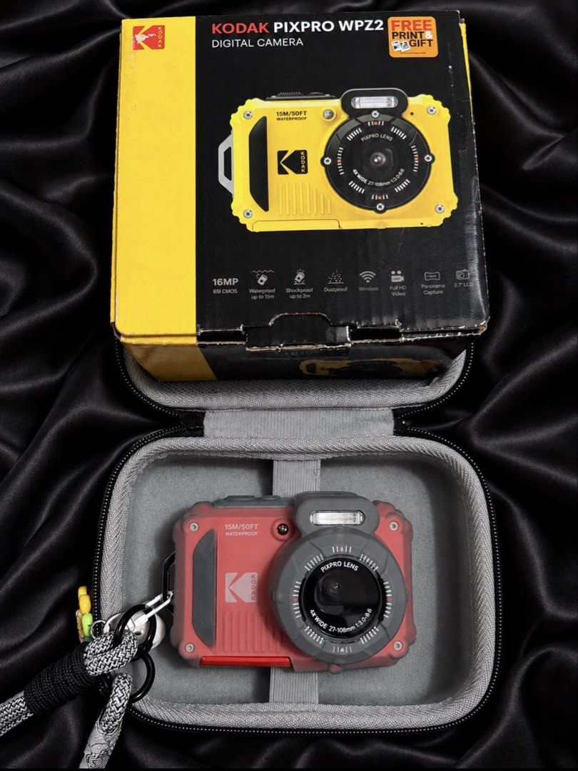 Kodak Pixpro WPZ2 Digital Camera Red (Category: Cameras) located in Quezon City. Submitted by gzluxe (Listing ID 1470388684, Image 1). Description: Selling my Kodak wpz2 in RED ❤️ Complete inclusions Like new!! only tested it once just to try it out :) Comes with silicon case (worth 800 pesos), camera charm and tempered glass Perfect for rental owners or personal use also! RFS: i barely use it since i have other cams P10,500 (11,999 srp) negoo.