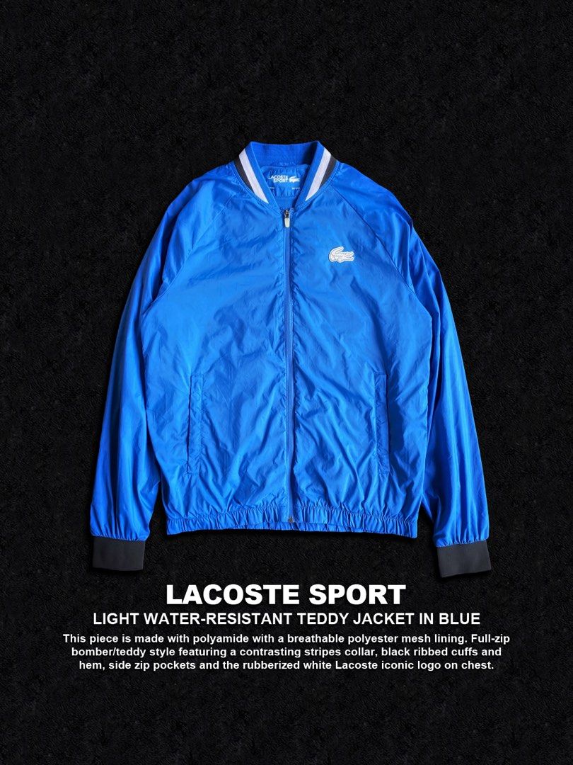 Lacoste Sport Light Water-Resistant Teddy Jacket Blue (Category: Coats, Jackets and Outerwear) located in Dinalupihan. Submitted by thriftout.ph (Listing ID 1470464071, Image 1). Description: PLEASE READ ALL THE DETAILS⬇️ Tagged as US S/M : 21.5W | 26.5L Model Height : 5’5 No major issues, just signs of wear. Good / Presentable. PRICE - P2,500 Free Shipping Free Shipping On Local Orders Over P2,000 - Brand: Lacoste Sport - Color: Blue - Material: