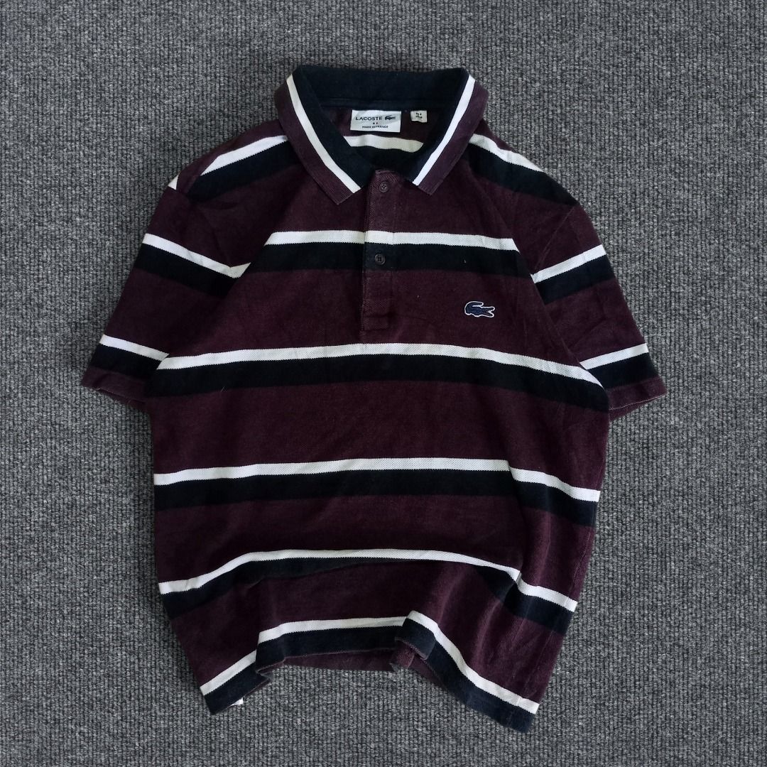 Lacoste Stripes Dark Maroon 3Tone (Category: Tshirts & Polo Shirts ) located in General Santos City (Dadiangas). Submitted by collection_9500 (Listing ID 1470542297, Image 2). Description: Lacoste Stripes Dark Maroon 3Tone 19 x 24 Medium Excellent Gensan loc Pm for inquiries All are thrifted items and needwash.