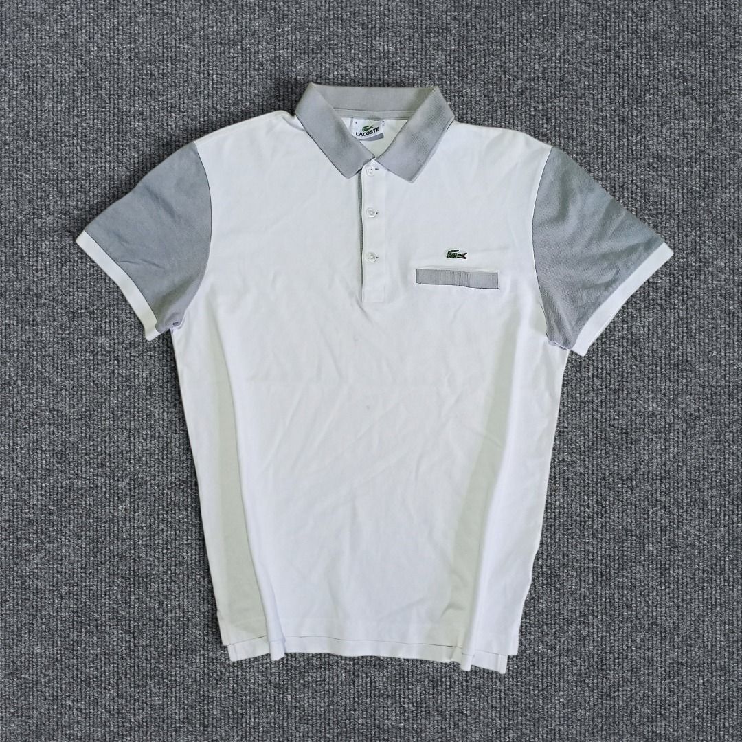 Lacoste White Grey Polo Shirt Size 4 (Category: Tshirts & Polo Shirts ) located in General Santos City (Dadiangas). Submitted by collection_9500 (Listing ID 1470543061, Image 2). Description: Lacoste White Grey Polo Shirt Size 4 19.5 x 24.5 Medium Excellent except washable stain Gensan loc Pm for inquiries All are thrifted items.