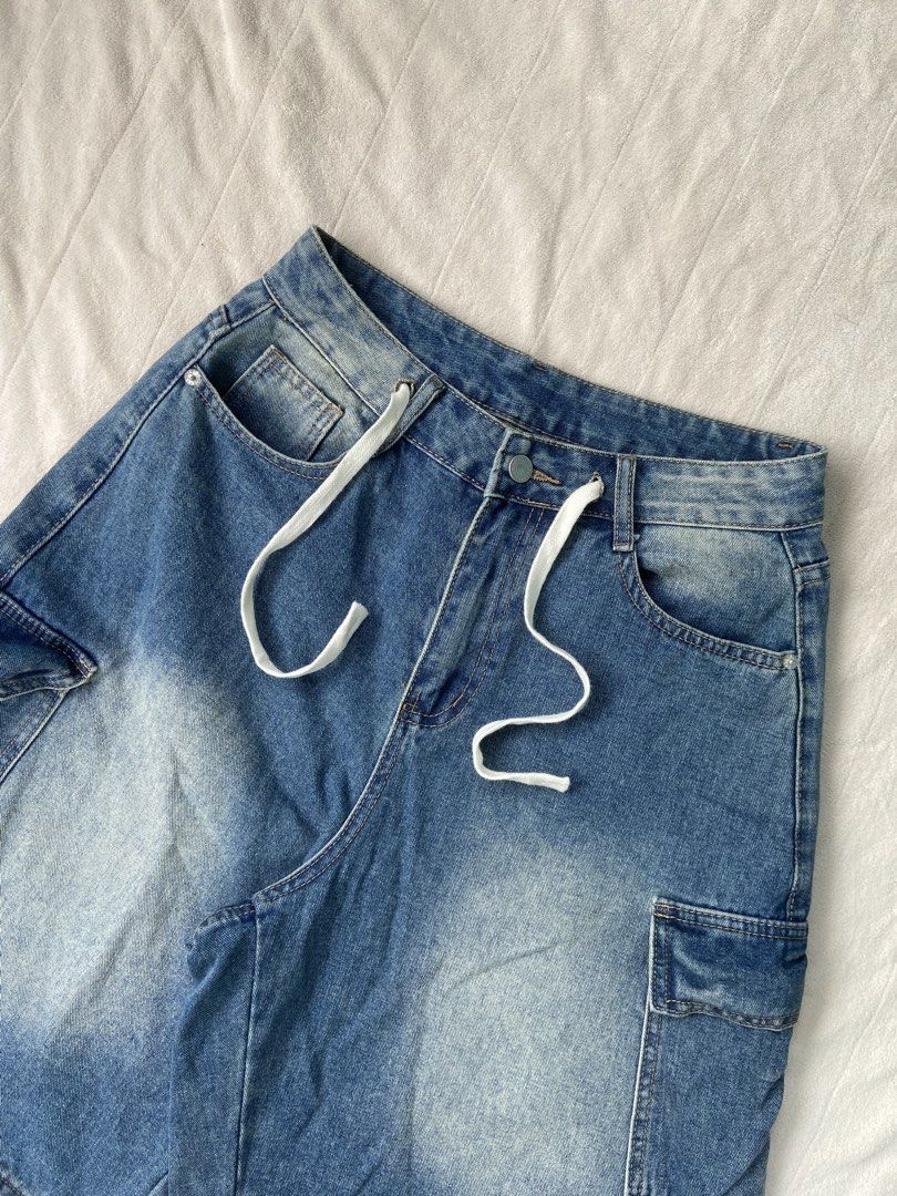 (large) blue washed cargo jorts (Category: Shorts) located in Cagayan de Oro. Submitted by michaelpecenio (Listing ID 1470350475, Image 3). Description: waist 30 length 23 thigh 15.8 hem 14 hard denim heavyweight excellent condi no issue cr 10/10.