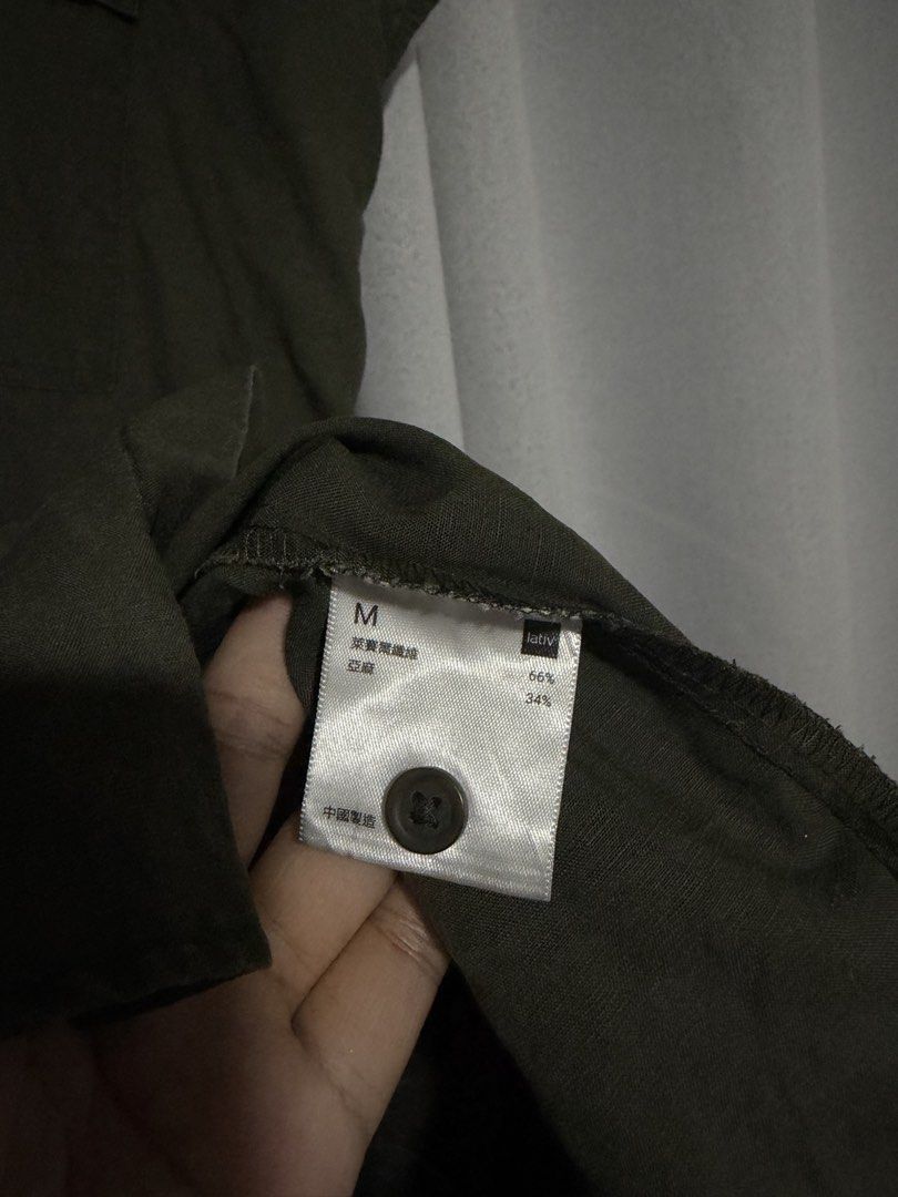 LATIV LINEN BLEND OLIVE SKIPPER BUTTON DOWN (Category: Blouses) located in Iloilo. Submitted by thethriftopia (Listing ID 1470451744, Image 3). Description: SIZE: M COLOR RATE: 10/9.5 DIMES: W24 x L28 Wash and Wear Rewash if necessary Color may vary due to lighting Color rate indicated on description Disclaimer: Manage your expectations since this is a pre-loved item. Thank you so much. MOP GCASH and Bank Transfer SHIP VIA JNT EXPRESS STRICTLY NO
