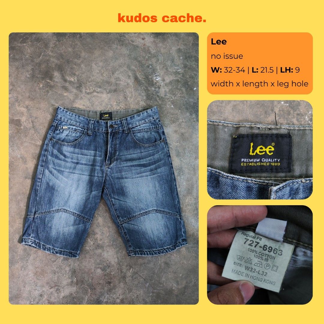 Lee Denim Shorts Regular Fit (Category: Shorts) located in Rosales. Submitted by kudoscache (Listing ID 1470430480, Image 1). Description: - Brand: Lee - Waist: 32-34 | Length: 21.5 - Color: Dark Blue - slightly nego payment: maribank / gotyme courier: J&T.