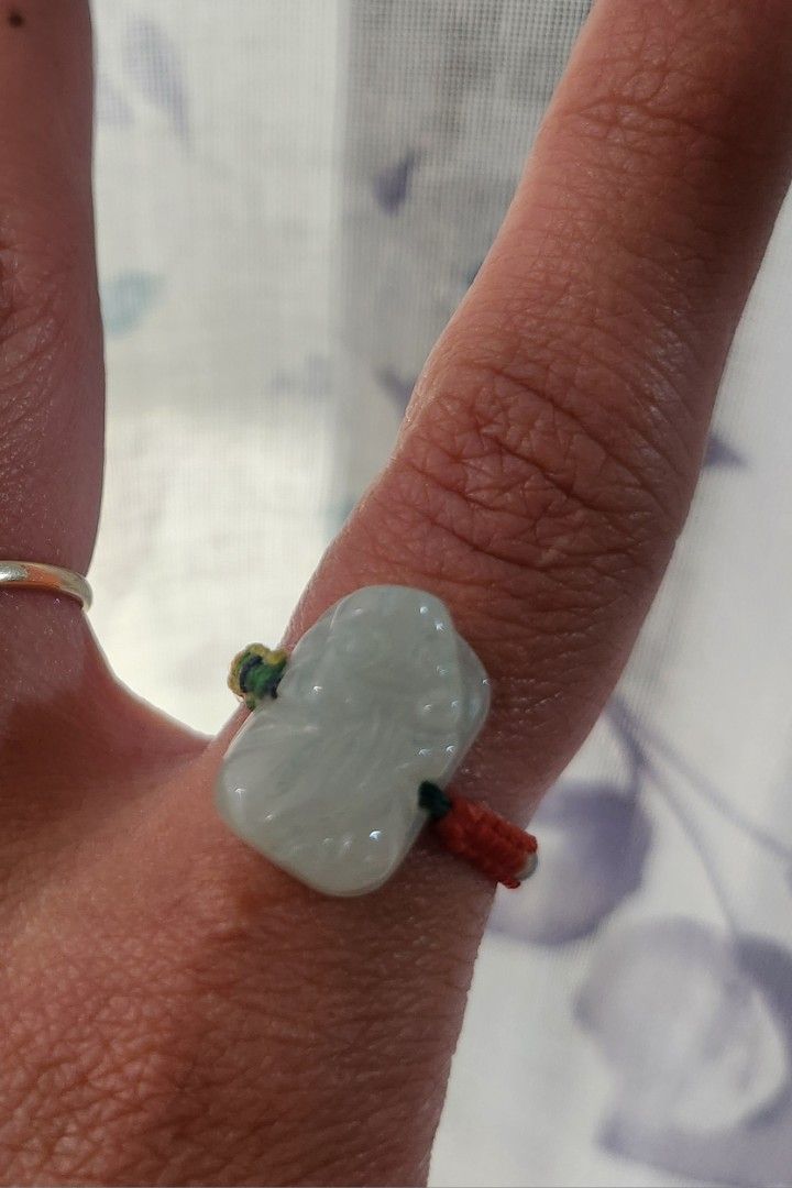 Light Yellow Burmese Jadeite Pixiu Ring US 6.5-7 (Category: Rings) located in Baguio. Submitted by lausgem2026 (Listing ID 1470355055, Image 3). Description: -A Light Yellow Burmese Jadeite Pixiu Ring with the band made out of colorful thread. -Grade A (natural and untreated) -US 6.5 at minimum and US 7 at maximum ring size. (Inner diameter is difficult to measure due to the band being soft) -Comes with free box and free certificate. -Location: B