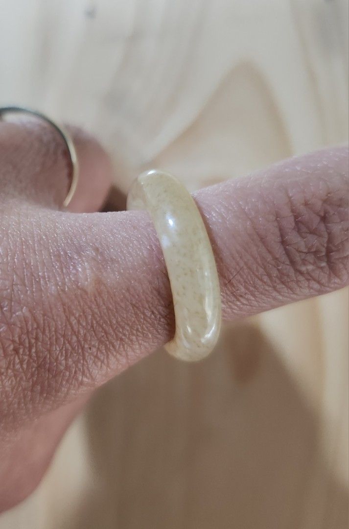 Light Yellow Hetian Jade Bangle Ring US Size 8/18.2mm (Category: Rings) located in Baguio. Submitted by lausgem2026 (Listing ID 1470356937, Image 3). Description: -A light yellow Hetian Jade/Nephrite Bangle Ring -US Size 8. 18.2mm diameter size. -Has no box or certificate. -Location: Baguio City.
