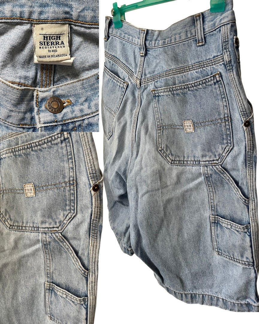 Light-Wash Blue Denim Jorts (Category: Shorts) located in Manila. Submitted by atlhae (Listing ID 1470450715, Image 3). Description: Brand: High Sierra Style: 90s skater carpenter jorts with utility pockets and hammer loop Wash: Light-wash blue denim with branded buttons and rear pocket patch Size: S-M (25-27 in) Origin: Made in Nicaragua pre-loved!.