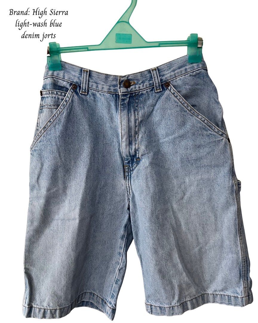 Light-Wash Blue Denim Jorts (Category: Shorts) located in Manila. Submitted by atlhae (Listing ID 1470450715, Image 1). Description: Brand: High Sierra Style: 90s skater carpenter jorts with utility pockets and hammer loop Wash: Light-wash blue denim with branded buttons and rear pocket patch Size: S-M (25-27 in) Origin: Made in Nicaragua pre-loved!.