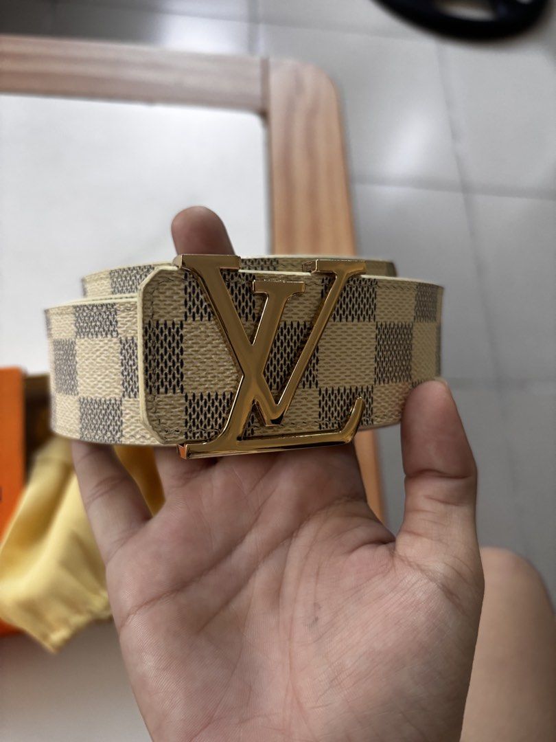 Louis Vuitton Damier Azur LV Initiales Belt (Category: Belts) located in Rizal. Submitted by cy_l2 (Listing ID 1470556448, Image 3). Description: - Authentic Louis Vuitton Damier Azur canvas belt - Eye-catching gold-tone LV buckle - Clean light cream leather lining - Standard width strap for everyday wear - Comes complete with original LV box and dust bag - Verified interior date code stamped -negotiable price.