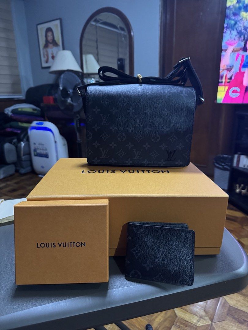 Louis Vuitton Monogram Eclipse Messenger Bag and Wallet Set (Category: Luxury Bags & Wallets) located in Quezon City. Submitted by edward282 (Listing ID 1470476802, Image 1). Description: - Brand: Louis Vuitton - Style: Monogram Eclipse Messenger Bag & Matching Wallet Bundle - Colorway: Iconic Black and Grey Monogram - Features: Adjustable shoulder strap on the bag for comfortable daily wear - Condition: Great set for everyday carry - Inclusions: