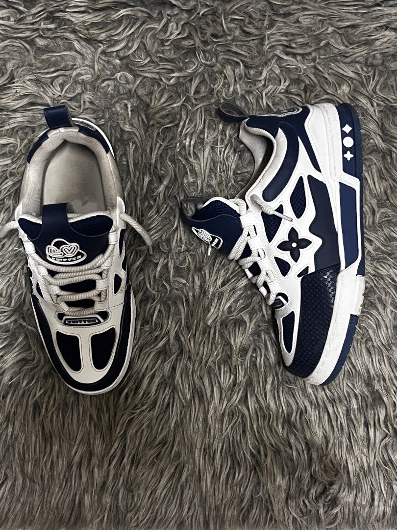 Louis Vuitton Skate Sneaker Blue White (Category: Sneakers) located in Manila. Submitted by john_ddd6 (Listing ID 1470489891, Image 1). Description: negotiable - Brand: Louis Vuitton - Style: Skate Sneakers (Blue & White) - Design: Chunky laces, mesh panels, and graphic flower motifs on sides and tongue - Details: Large 1854 branding patch on heel, back pull tab, and rubber sole with Vuitton text - Condition: Great styling piece with minor dirt m