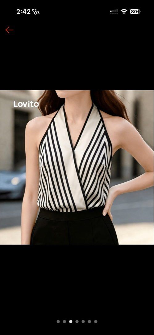 Lovito Black and White Striped Halter Top (Category: Sleeveless) located in Valenzuela. Submitted by maesquared (Listing ID 1470407024, Image 2). Description: - Brand: Lovito - size: XL - Condition: like New, used once only for bday shoot .