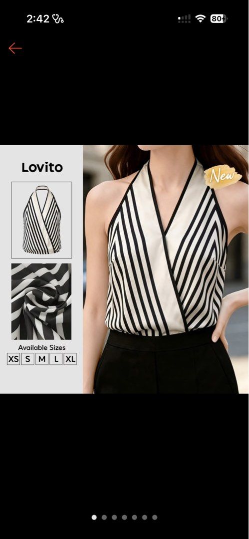 Lovito Black and White Striped Halter Top (Category: Sleeveless) located in Valenzuela. Submitted by maesquared (Listing ID 1470407024, Image 1). Description: - Brand: Lovito - size: XL - Condition: like New, used once only for bday shoot .