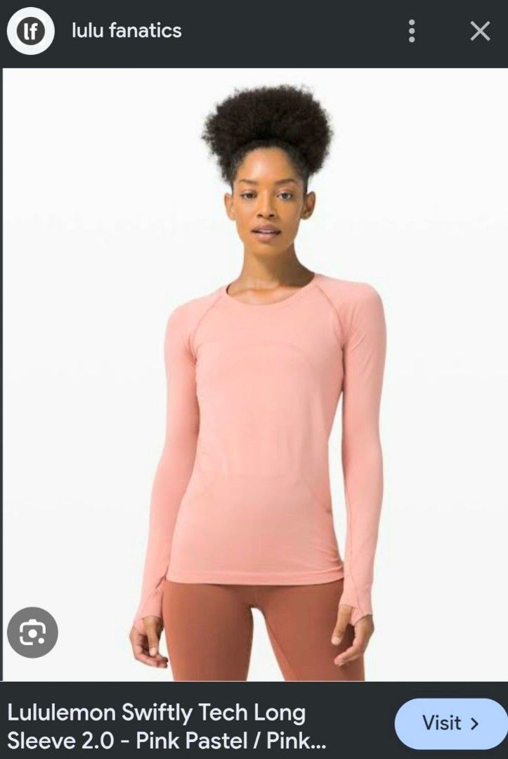 Lululemon Swiftly Tech Long Sleeve/Size 4 (Category: Activewear) located in Santa Rosa. Submitted by D__OutdoorGear_Etc._24 (Listing ID 1470385486, Image 1). Description: For Sale - Lululemon Swiftly Tech Long Sleeve 2.0 Pink Pastel - Sign of usage like cut tag,But still in Excellent Condition!(No issue!) - Color may vary due to lighting source. - Some pictures are taken with flash for exposing the details. - Color rate ~ 9.8/10 - Pink Pastel - D