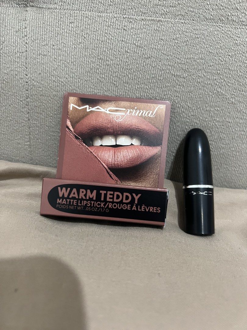 MAC ximal Matte Lipstick Warm Teddy (Category: Makeup) located in Cainta. Submitted by cendzz (Listing ID 1470372191, Image 1). Description: - Brand: MAC - Line/Finish: Ximal Matte Lipstick - Shade: Warm Teddy (Rich neutral brown) - Size: Net wt. 0.05 oz / 1.7 grams - Condition: Brand new, unused - Packaging: Comes with original outer box.