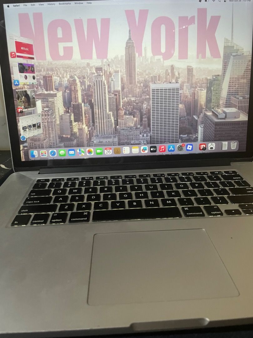 MACBOOK PRO 2015 (Category: Laptops & Notebooks) located in Manila. Submitted by kimberlyro28308 (Listing ID 1470475933, Image 2). Description: MacBook Pro 2015 15inch 16GB 500 HHD 11k Processor: 2.2 GHz Quad-Core Intel Core i7 Graphics: Intel Iris Pro 1536 MB macOS Sonoma: 14.8.9 Cycle Count: 658 Condition: Normal.