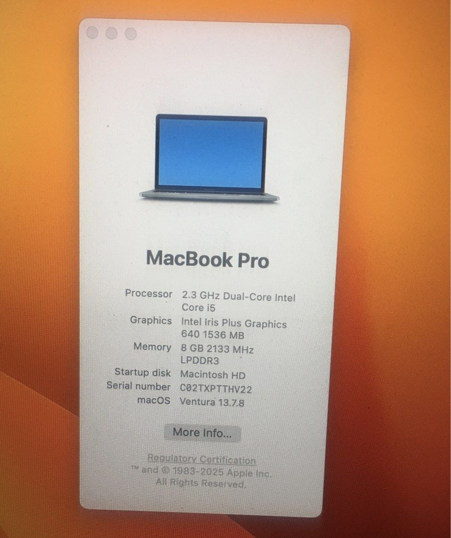 MacBook Pro 2017 (Non touch-bar) (Category: Laptops & Notebooks) located in Bacoor. Submitted by warmtree.79554a (Listing ID 1446072656, Image 3). Description: MacBook Pro 13" 2017 Intel i5 | 8GB RAM | 128GB SSD Issue: Battery - need naka charge kapag gagamitin Smooth pa, no hidden issues, signs of usage lang Inclusions: ✅ Original Apple Charger ✅ Pink Keyboard Cover SM Southmall/ Ayala Mall Vermosa meetup RFS: Upgrade POSTED NA LAHAT NG DETAILS 