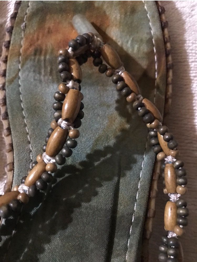 MAJESTIK GREEN SANDALS US 5 (Category: Flats & Sandals) located in Marikina City. Submitted by minimalistmanila (Listing ID 1470492143, Image 2). Description: Majestik green wood beaded sandals. US 5. Never used. Might need wiping as kept in storage hence on sale. Order now! .