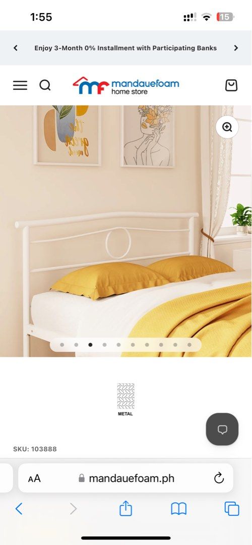 Mandaue Double size Bed Frame w/ 6" Uratex (Category: Bed Frames & Mattresses) located in Manila. Submitted by caseyandreaa2 (Listing ID 1470484666, Image 3). Description: - Brand: Mandaue Foam - Model: Kenjie White Metal Bed Frame (SKU 103888) - Double size - Uratex Foam 6" NOTE: u have to disassemble it on ur own. We do not have tools and manpower to do it. Pick up: Dona Soledad, Paranaque .