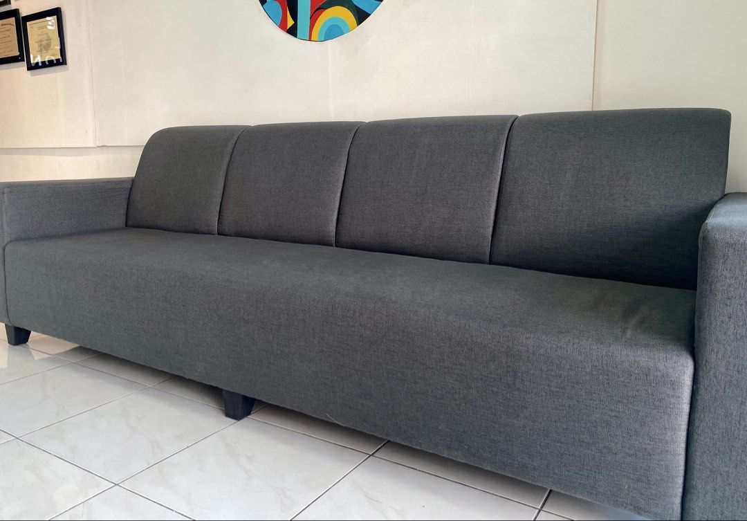 Mandaue Foam Sofa (Category: Sofas) located in Binan City. Submitted by pamelamarize (Listing ID 1470495542, Image 1). Description: Original price at Mandaue Foam: ₱23,500 Eric 4-Seater Sofa Material: Fabric Good as New RFS: will change to a smaller sofa.